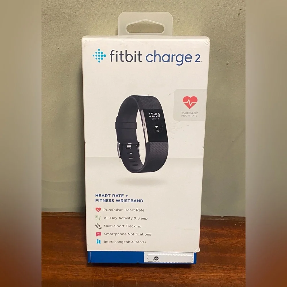 Fitbit Charge 2 Heart Rate+Fitness Wristband Stainless Steel Tracker Black New